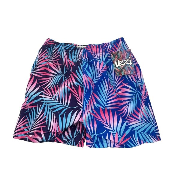 UZZI NWT Tropical Leaf Patterned Boy's Swim Shorts In Navy/Royal Size M Beach - Picture 2 of 6